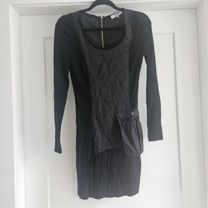 Elegant Black Long Sleeve Dress with Pocket